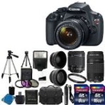 Canon EOS Rebel T5 18MP EF-S Digital SLR Camera USA warranty with canon EF-S 18-55mm f/3.5-5.6 IS [Image Stabilizer] II Zoom Lens & EF 75-300mm f/4-5.6 III Telephoto Zoom Lens + 58mm 2x Professional Lens +High Definition 58mm Wide Angle Lens + Auto Power Flash + UV Filter Kit with 24GB Complete Deluxe Accessory Bundle