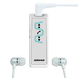 Jabees Bluetooth V4.1 Music Receiver Stereo Headphones with 3.5mm In-Ear Audio Earbuds with Built-in Clip on Collar Handsfree Headsets for iPhone iWatch Android Smart Phones Tablets Voip Calls (White)