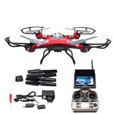 LANDVO JJRC H8D FPV Headless Mode 6-Axis 2.4Ghz Gyro RTF RC Quadcopter Helicopter Drone with 5.8G 2MP HD Camera EU Plug with US Adapter Red Designed with LANDVO Logo