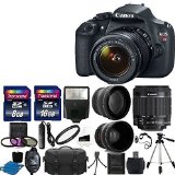 Canon EOS Rebel T5 DSLR Digital Camera & EF-S 18-55mm f/3.5-5.6 IS Lens + 2x telephoto Lens + 58mm Wide Angle Lens + Flash + 59-Inch Tripod + UV Filter Kit + 24GB SDHC card + Accessory Bundle