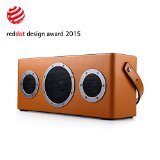 [Apple MFI Certified] GGMM M4 Leather Wireless Wi-Fi/Bluetooth Portable Speaker w/ Rechargeable Battery (10-Hours Playtime) 40W Output | Featuring Airplay, DLNA, Spotify, Pandora, and Multi-Room Play (Orange)