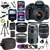 Canon EOS Rebel T5 Digital SLR Camera Body Bundle with EF-S 18-55mm IS Lens, EF 75-300mm f/4-5.6 III Lens, Polaroid .43x Wide Angle & 2.2X Telephoto Lens and Accessories (20 Items) Reviews