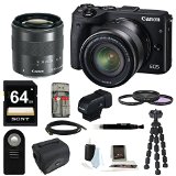 Canon EOS M3 Mirrorless Camera EF-M 18-55mm IS STM Lens + Canon Viewfinder + 64GB Kit