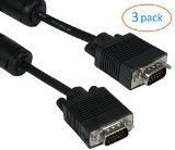 6ft Shielded VGA Male to Male Cable – 3 pack