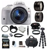 Canon EOS Rebel SL1 DSLR Camera with EF-S 18-55mm f/3.5-5.6 IS STM Lens (White) plus 58mm Lens Bundle and 32GB Deluxe Accessory Kit