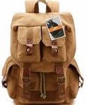 Leaper Large Canvas DSLR SLR Camera Backpack Rucksack Bag for Sony Canon Nikon Olympus (Khaki)